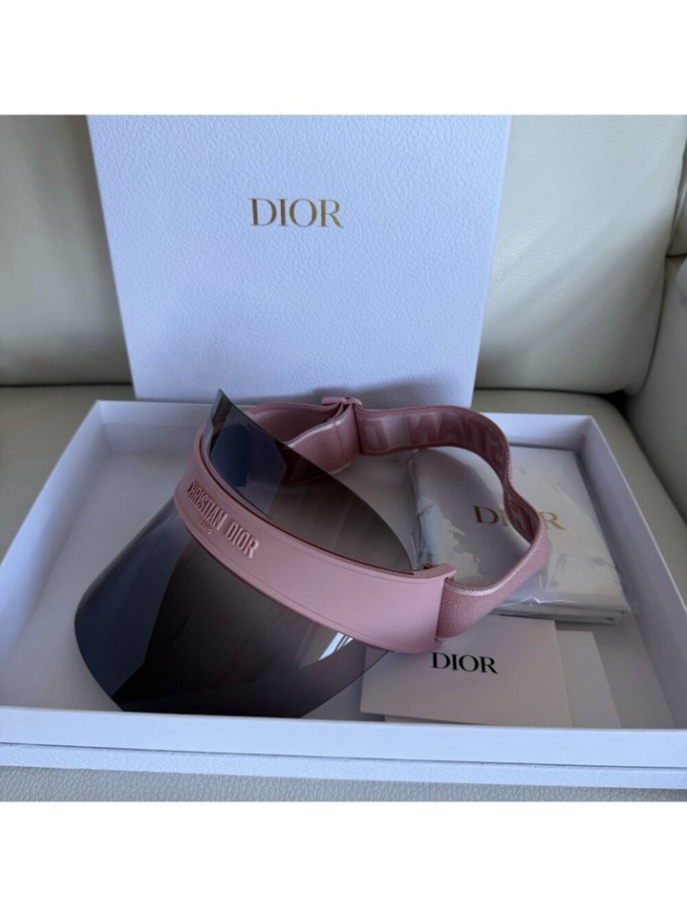 NEW DIOR Visor Sunglasses Pink Grey DiorClub V1U 100% Auth Gradient Sunshield - Picture 9 of 9